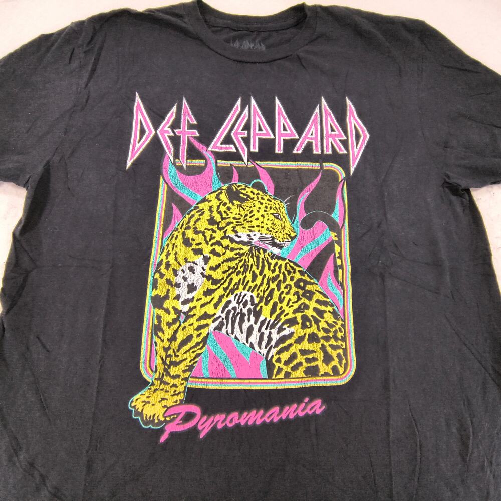 Def Leppard Pyromania Band Graphic Crew Neck T Shirt Mens Size Large L Black